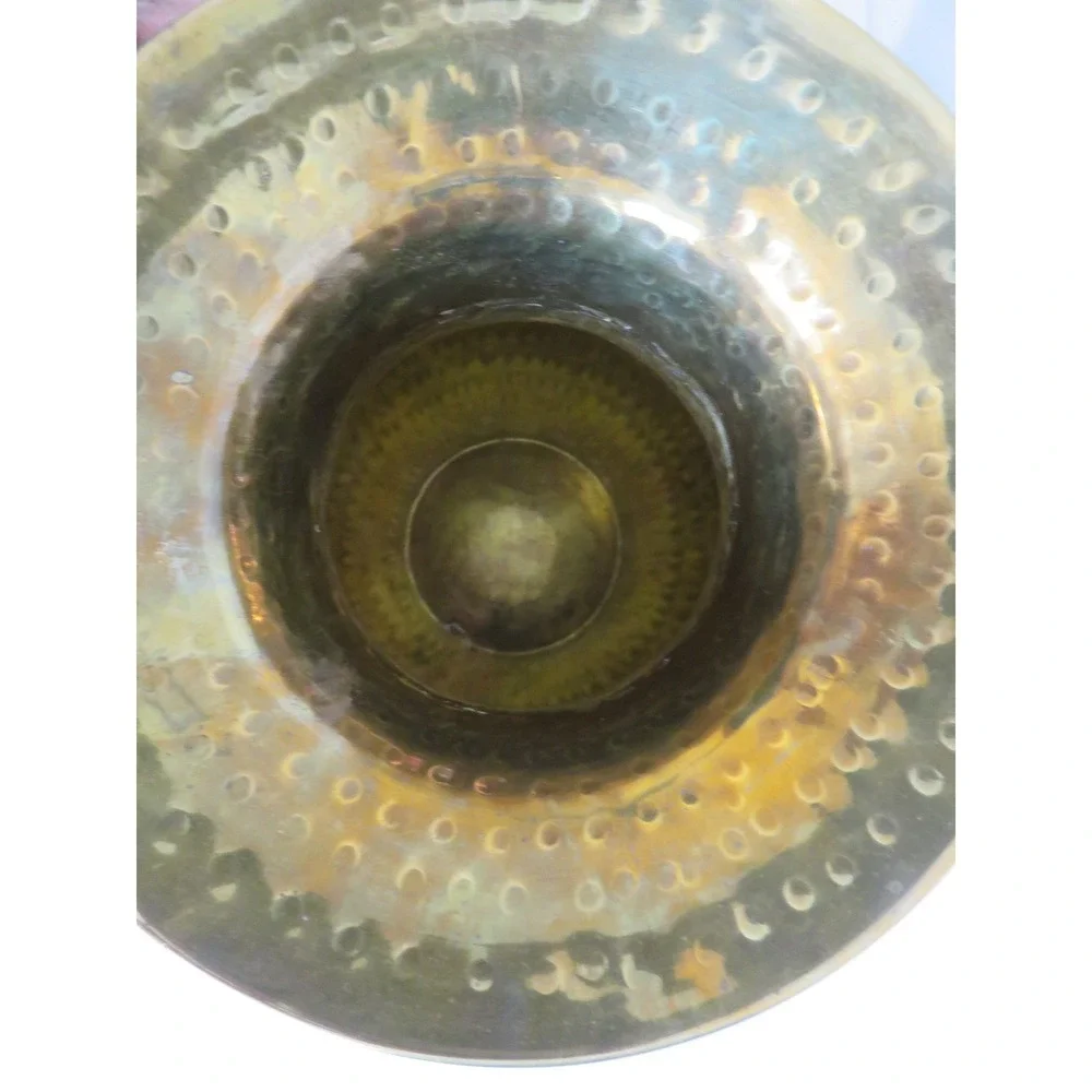 Large GATCO Solid Brass Hammered Finish Vase Rope Detail Made in India‎